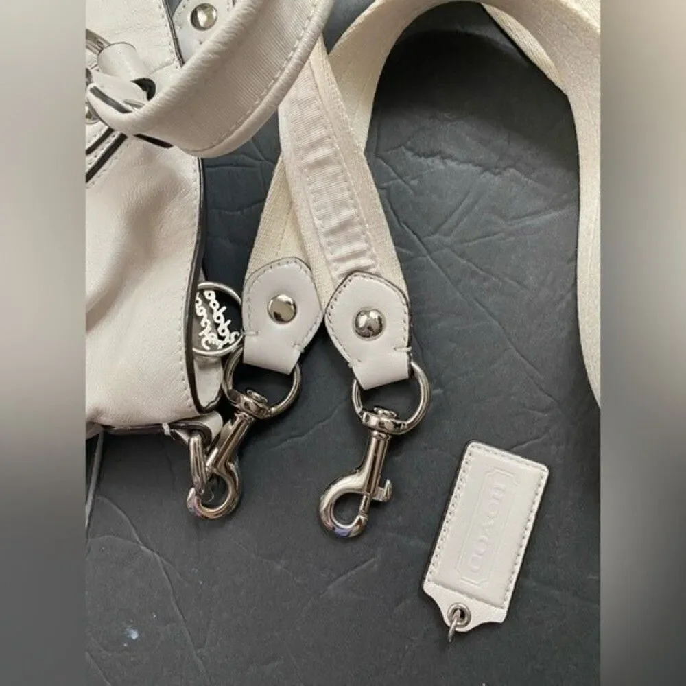COACH  Legacy Poppy  Leather Rocker Crossbody Double Handles Ivory 16285